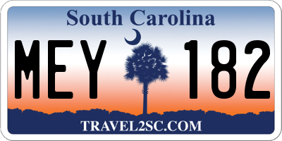 SC license plate MEY182