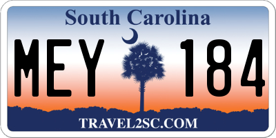 SC license plate MEY184