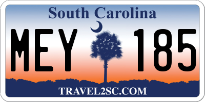 SC license plate MEY185