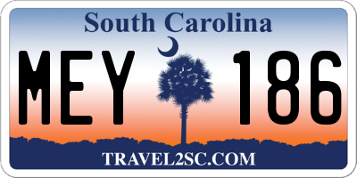 SC license plate MEY186