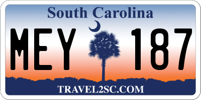 SC license plate MEY187