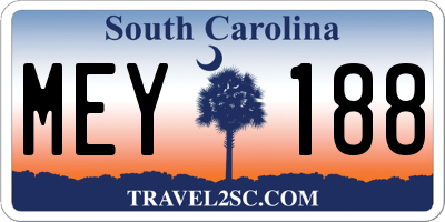 SC license plate MEY188
