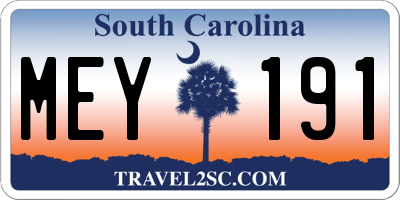 SC license plate MEY191