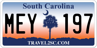 SC license plate MEY197
