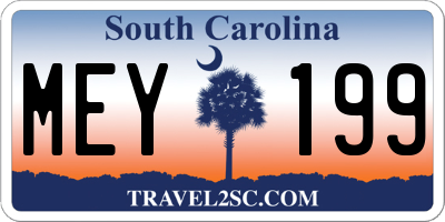 SC license plate MEY199