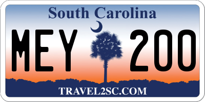 SC license plate MEY200