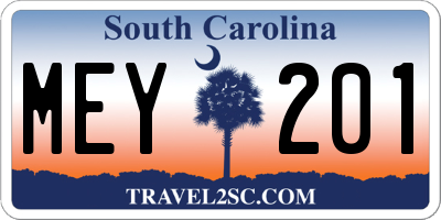 SC license plate MEY201