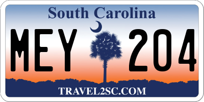 SC license plate MEY204