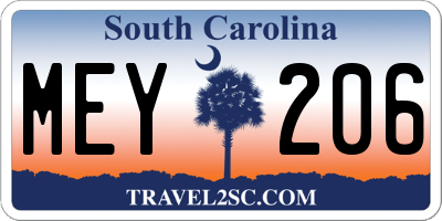 SC license plate MEY206