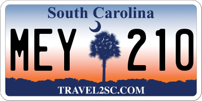SC license plate MEY210