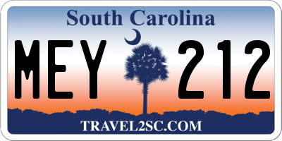 SC license plate MEY212