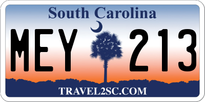 SC license plate MEY213