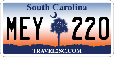 SC license plate MEY220