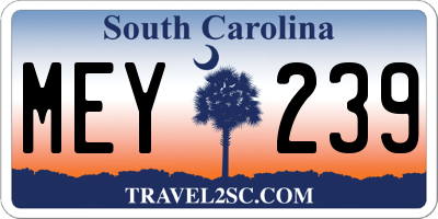 SC license plate MEY239