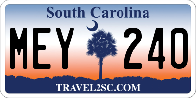 SC license plate MEY240