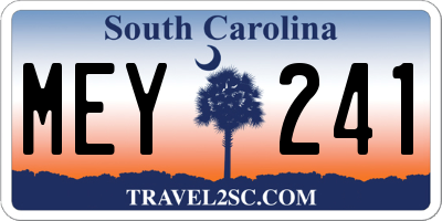 SC license plate MEY241