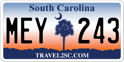 SC license plate MEY243