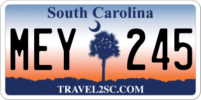 SC license plate MEY245