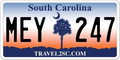 SC license plate MEY247