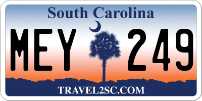 SC license plate MEY249