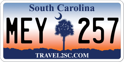 SC license plate MEY257