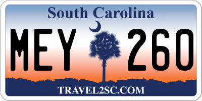 SC license plate MEY260
