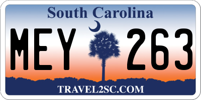 SC license plate MEY263