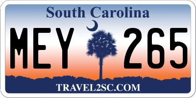 SC license plate MEY265