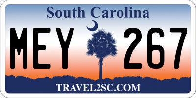 SC license plate MEY267