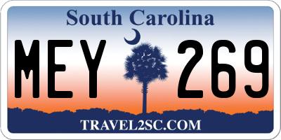 SC license plate MEY269