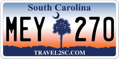 SC license plate MEY270