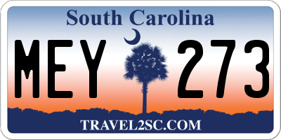 SC license plate MEY273