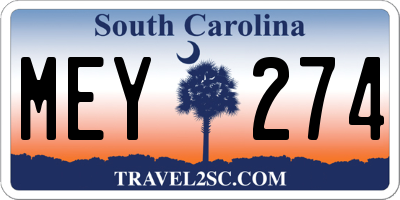 SC license plate MEY274
