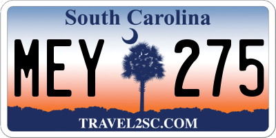 SC license plate MEY275