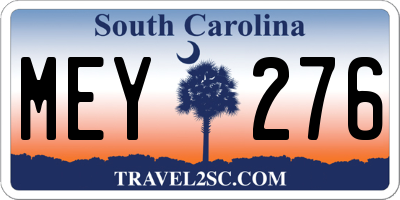 SC license plate MEY276