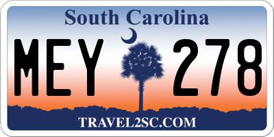 SC license plate MEY278