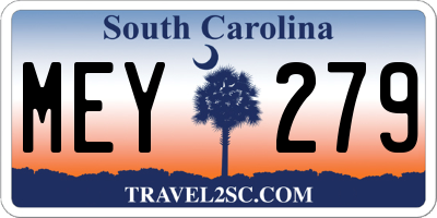 SC license plate MEY279