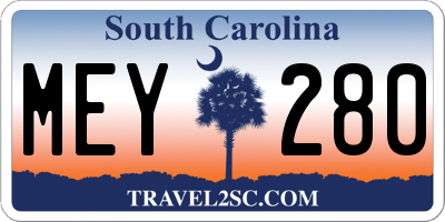 SC license plate MEY280