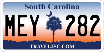 SC license plate MEY282