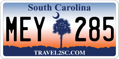SC license plate MEY285