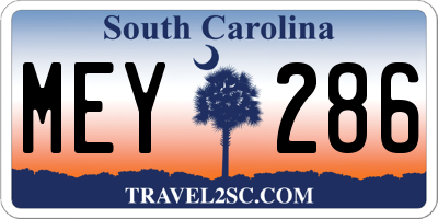 SC license plate MEY286