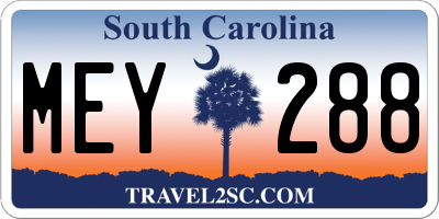 SC license plate MEY288