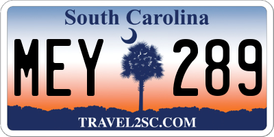 SC license plate MEY289