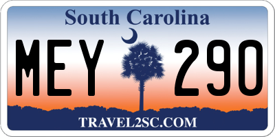 SC license plate MEY290