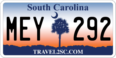 SC license plate MEY292
