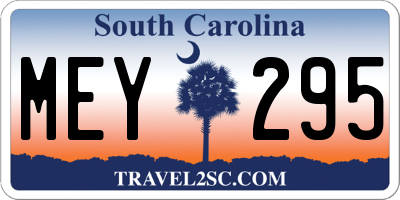 SC license plate MEY295