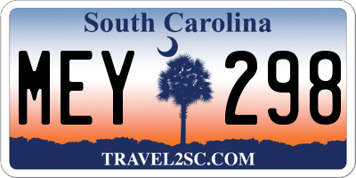 SC license plate MEY298