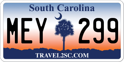 SC license plate MEY299
