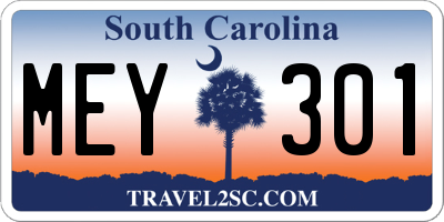 SC license plate MEY301