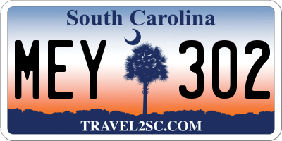 SC license plate MEY302
